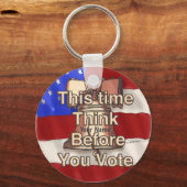 Porte-clés Nom personnalisé Penser et voter (Recto)