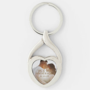 PORTE-CLÉS NOM PERSONNALISÉ & PHOTO MARIAGE SIMPLE ÉLÉGANT