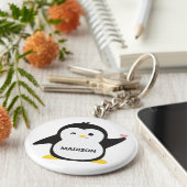 Porte-clés Nom personnalisé pingouin mignon (Côté)