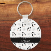 Porte-clés Nom personnalisé pingouins blancs igloos flocons d (Recto)