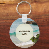 Porte-clés Nom personnalisé | Plage tropicale (Recto)