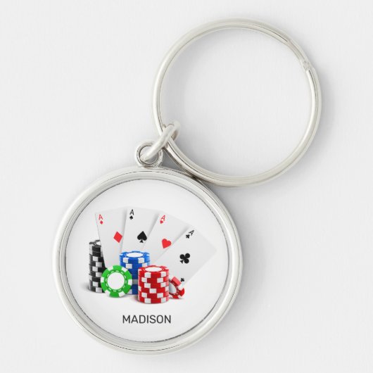 Porte-clés Nom personnalisé Poker / Casino (Devant)