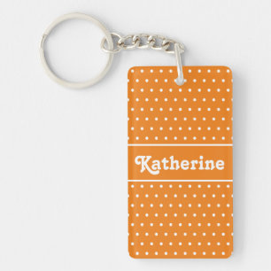 Porte-clés Nom personnalisé Polka Dot Orange et Porte - clé b