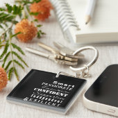 Porte-clés Nom personnalisé Qualités des grandes femmes Noir (Devant Droit)