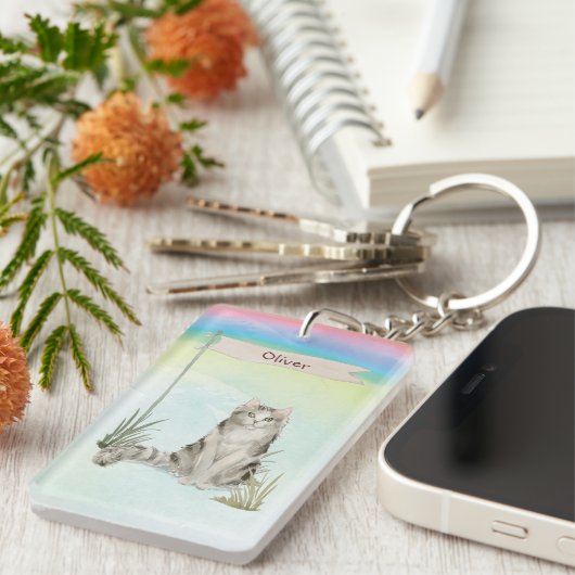 Porte-clés Nom personnalisé Ragamuffin Animal de chat (Devant droit)