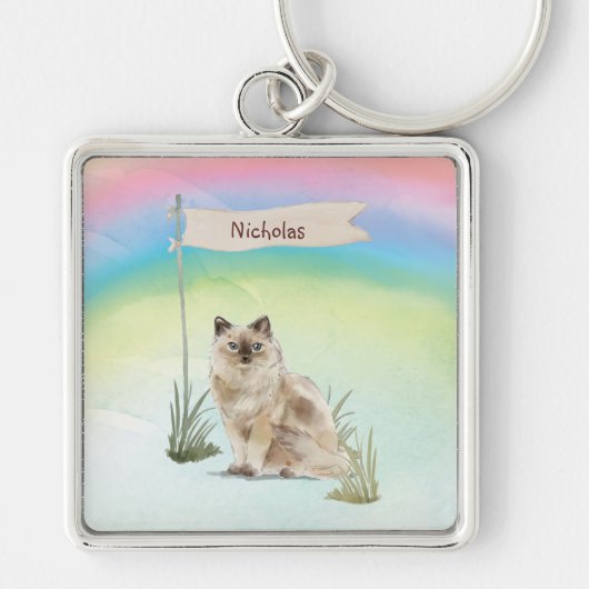 Porte-clés Nom personnalisé Ragdoll Chat Pet (Devant)