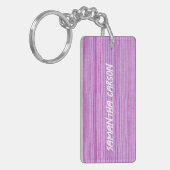 Porte-clés Nom personnalisé rayures roses textiles (Devant gauche)