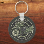 Porte-clés NOM personnalisé Retro Military Motorcycle Biker (Recto)
