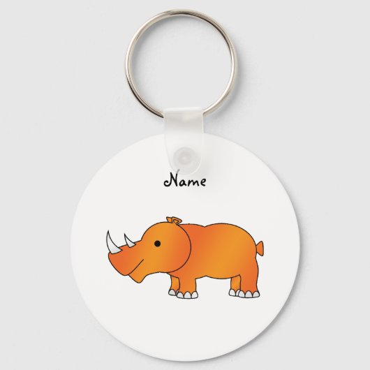 Porte-clés Nom personnalisé rhinocéros orange (Recto)
