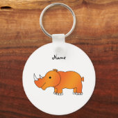 Porte-clés Nom personnalisé rhinocéros orange (Recto)