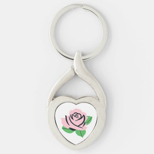 Porte-clés Nom personnalisé rose rose (Devant)