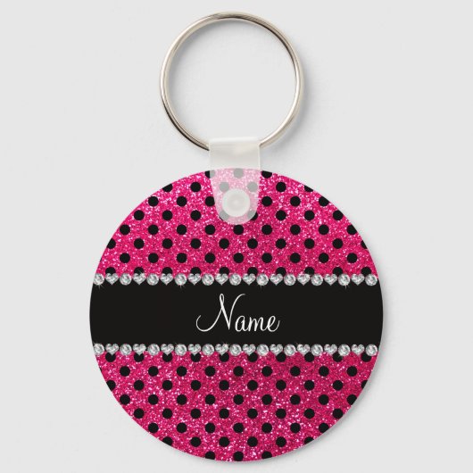 Porte-clés Nom personnalisé rose rose parties scintillant noi (Recto)