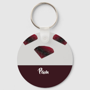 Porte-clés Nom personnalisé rubis rouge pierres précieuses
