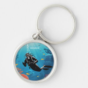 Porte-clés Nom personnalisé Scuba Diver