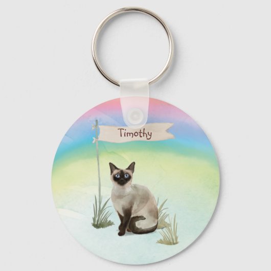 Porte-clés Nom personnalisé Siamese Chat Pet (Recto)