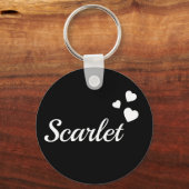 Porte-clés Nom personnalisé Simple Coeurs blancs Amour (Recto)