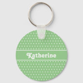 Porte-clés Nom personnalisé simple Point vert clair (Recto)