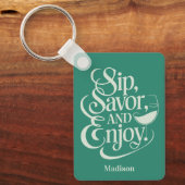 Porte-clés Nom Personnalisé Sip, Savourer, Savourer Du Vin (Recto)
