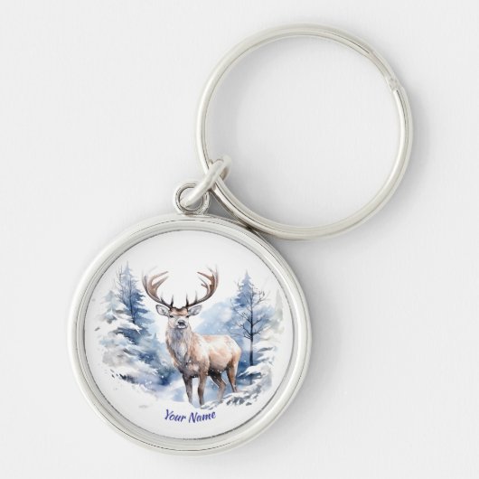 Porte-clés Nom personnalisé Stade Deer Winter Snow Forest Ani (Devant)
