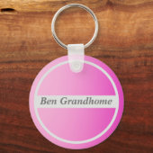 Porte-clés Nom personnalisé sur dégradé rose (Recto)