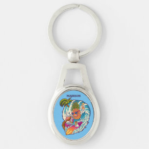 Porte-clés Nom personnalisé Surfing Pineapple