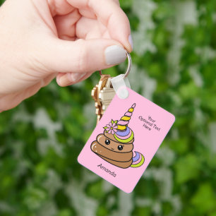 Porte-clés Nom personnalisé & Texte Caca de Licorne