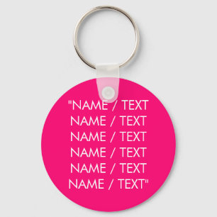 Porte-clés Nom personnalisé texte rose chaud fuchsia minimali