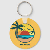Porte-clés Nom personnalisé Tropical Beach Sunset (Verso)