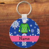 Porte-clés Nom personnalisé vert moche pull de Noël (Recto)