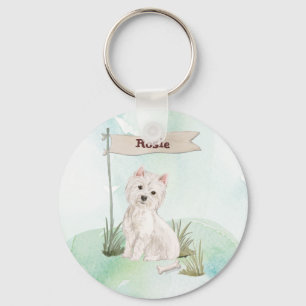 Porte-clés Nom personnalisé Westie chien animal de compagnie