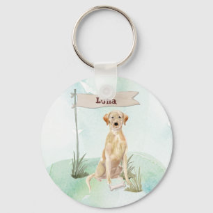 Porte-clés Nom personnalisé Yellow Lab Pet Dog
