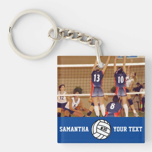 Porte-clés Nom photo de volley-ball personnalisé Équipe # (Devant)