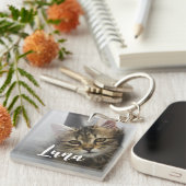 Porte-clés Nom photo du chat chic moderne jouant (Devant Droit)