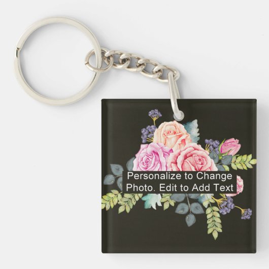 Porte-clés Nom Photo Personnalisé Monogramme Acrylique Rec Un (Devant)