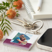 Porte-clés Nom photo personnalisé Plum Modern (Devant Droit)