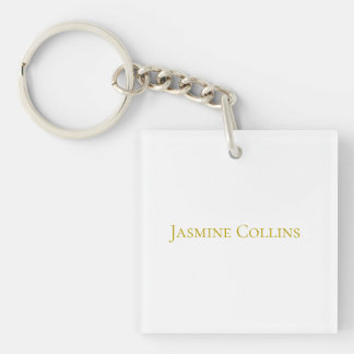 Porte-clés Nom professionnel minimaliste de couleur or