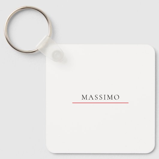 Porte-clés Nom propre décoration chic simple uni noir blanc (Recto)