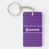 Porte-clés Nom Rétro mignon Polka Dot Royal violet & blanc (Devant)