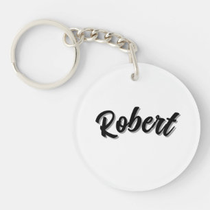 Porte-clés Nom Robert Noir Avec Ombre Portée,