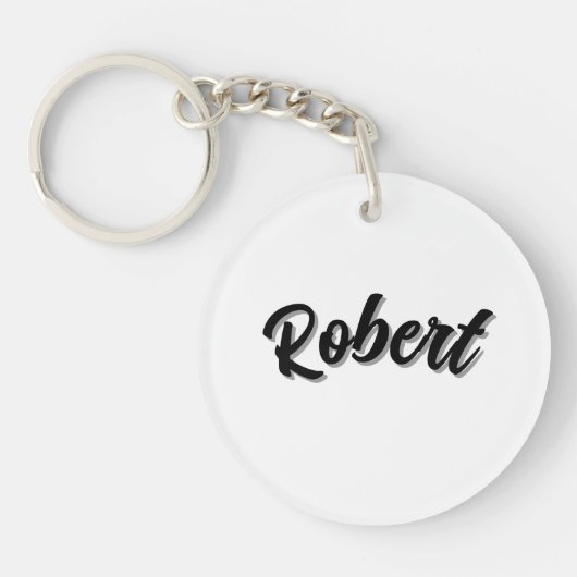 Porte-clés Nom Robert Noir Avec Ombre Portée, (Devant)