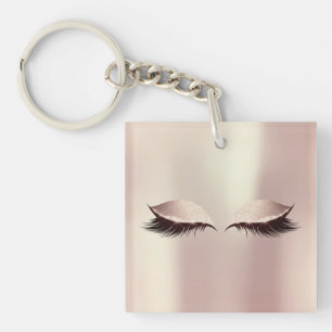 Porte-clés Nom rose Blush Girl Maquillage Lashes Nom Yeux