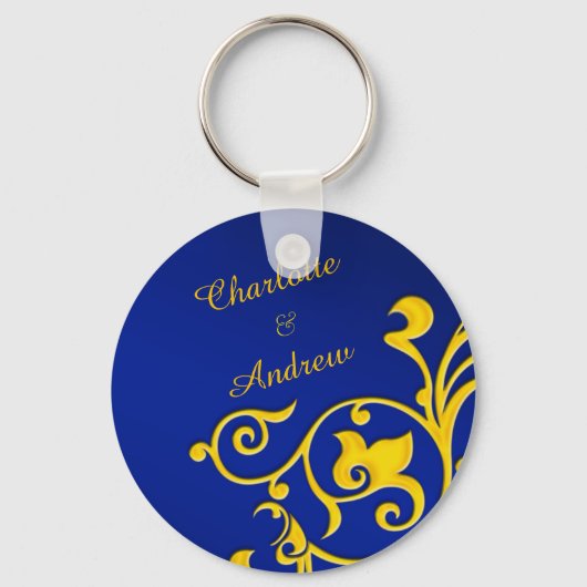 Porte-clés Nom Royal Blue and Gold Couples (Recto)