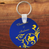 Porte-clés Nom Royal Blue and Gold Couples (Recto)