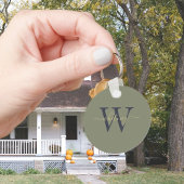 Porte-clés Nom simple du monogramme et vert d'olive initial