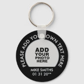Porte-clés nom, texte & date spéciale, photo noir (Recto)