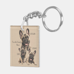 Porte-clés Noms de famille de Bouledogue français personnalis