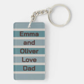 Porte-clés Noms d'enfants Amour Papa sur Bleu Motif (Dos)