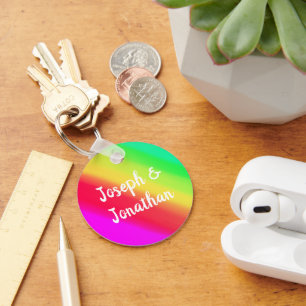 Porte-clés Noms personnalisés de dégradé de couleur gris arc-