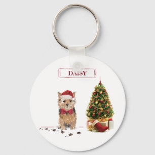 Porte-clés Norfolk Terrier Drôle chien de Noël avec arbre