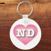 Porte-clés North Dakota Pink Fade Heart - J'aime ND (Recto)